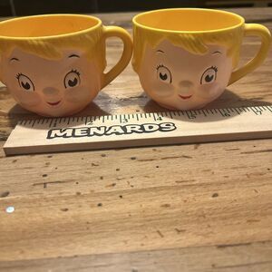Vintage‎ Campbells Kids Dolly Dingle Face Plastic Soup Mug Cup Handled Set of 2